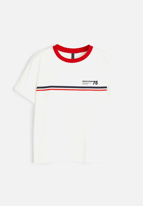 H&M - T-shirt - white/we play to win