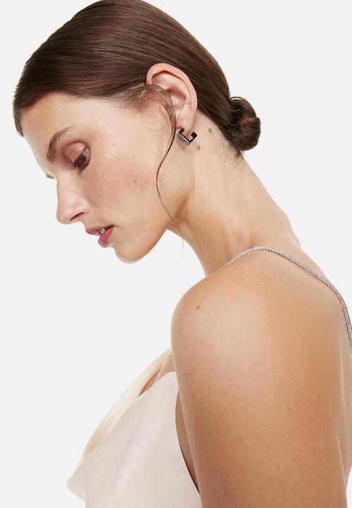 H&M - Rhinestone-strap satin top - cream