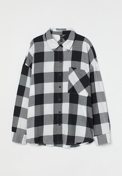 H&M - Checked shirt - black/white checked