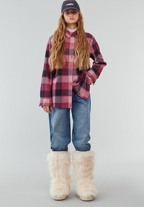 H&M - Checked shirt - pink/checked