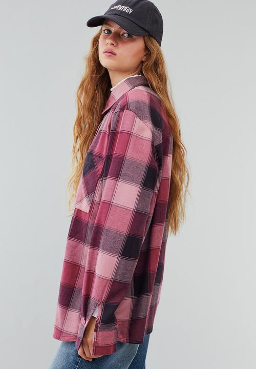 H&M - Checked shirt - pink/checked