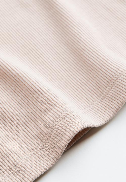 H&M - Ribbed polo-neck top - light beige