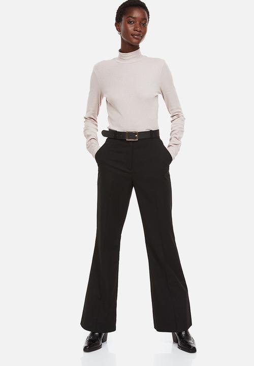 H&M - Ribbed polo-neck top - light beige