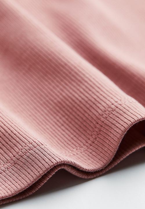 H&M - Ribbed polo-neck top - old rose 