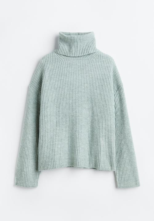 H&M - Oversized polo-neck jumper - light green