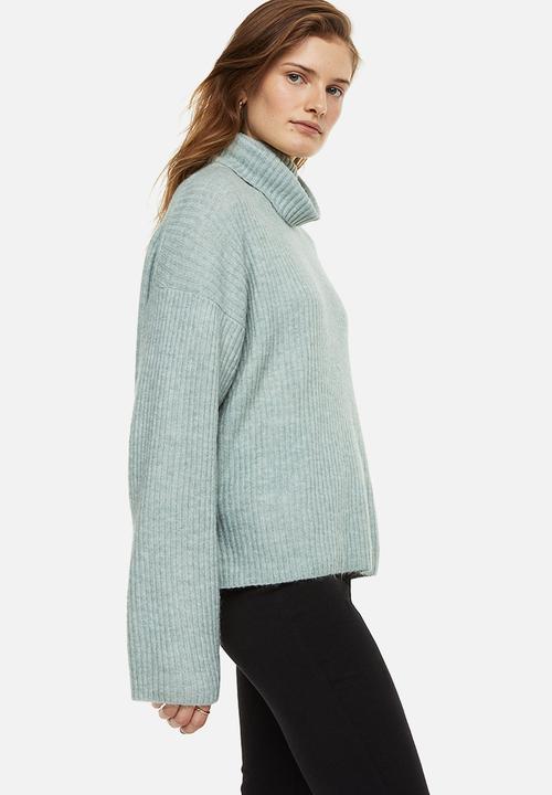 H&M - Oversized polo-neck jumper - light green