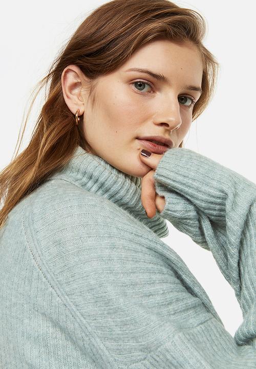H&M - Oversized polo-neck jumper - light green