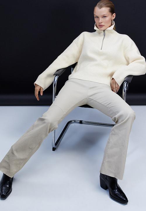 H&M - Zip-up rib-knit jumper - cream