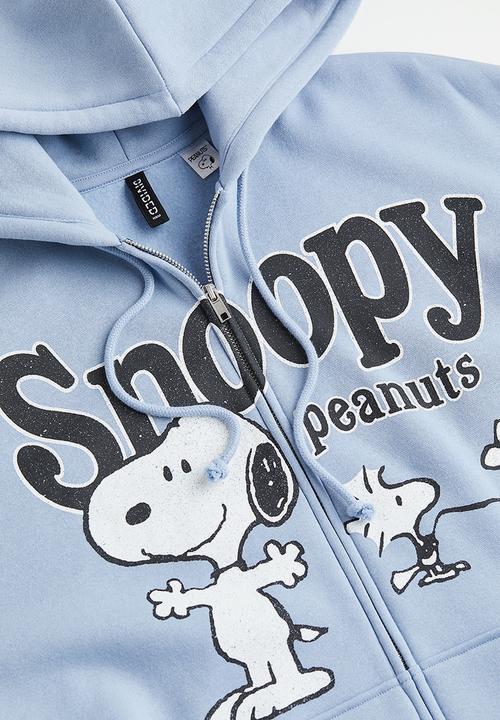 H&M - Oversized zip-through hoodie - light blue/snoopy