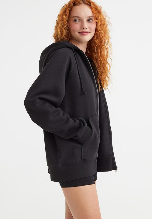 H&M - Oversized zip-through hoodie - black