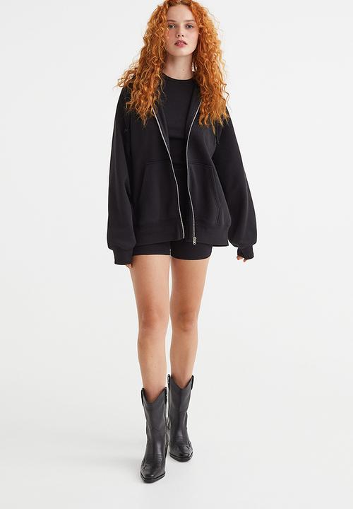 H&M - Oversized zip-through hoodie - black