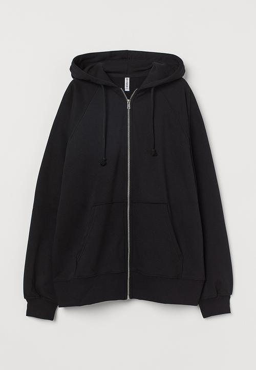 H&M - Oversized zip-through hoodie - black