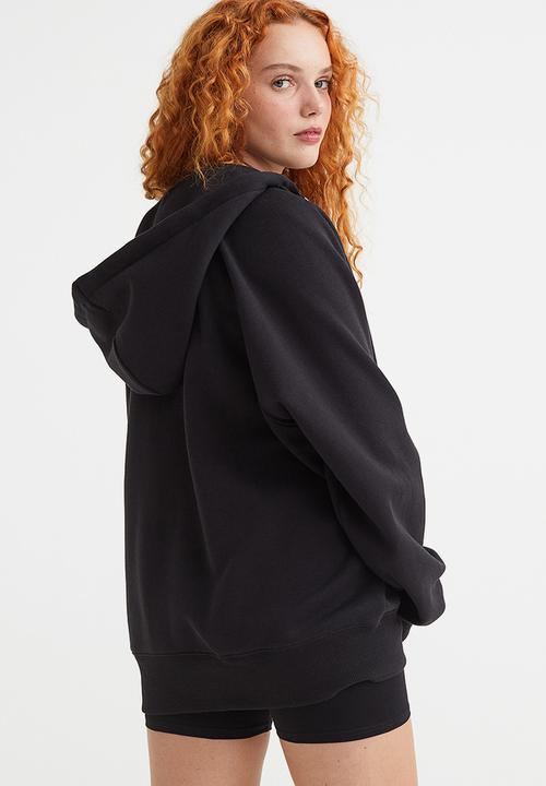 H&M - Oversized zip-through hoodie - black