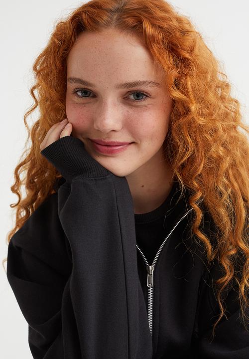 H&M - Oversized zip-through hoodie - black