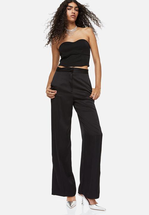 H&M - Satin trousers - black