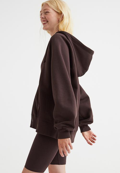 H&M - Oversized zip-through hoodie - dark brown