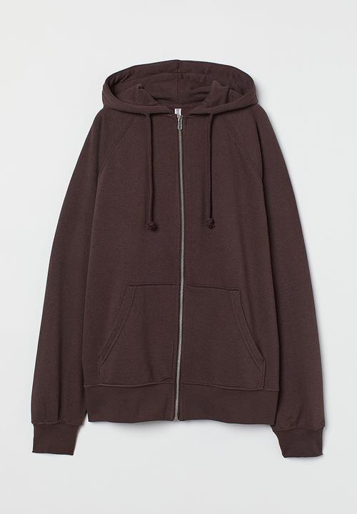 H&M - Oversized zip-through hoodie - dark brown