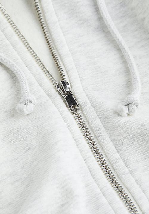 H&M - Oversized zip-through hoodie - light grey marl 