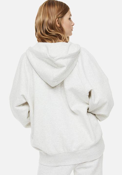 H&M - Oversized zip-through hoodie - light grey marl 