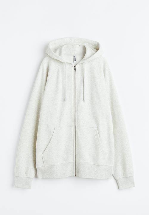 H&M - Oversized zip-through hoodie - light grey marl 