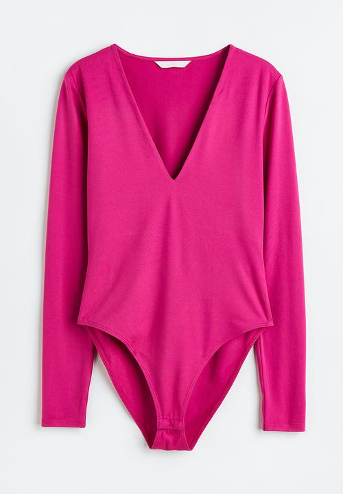 H&M - V-neck bodysuit - cerise