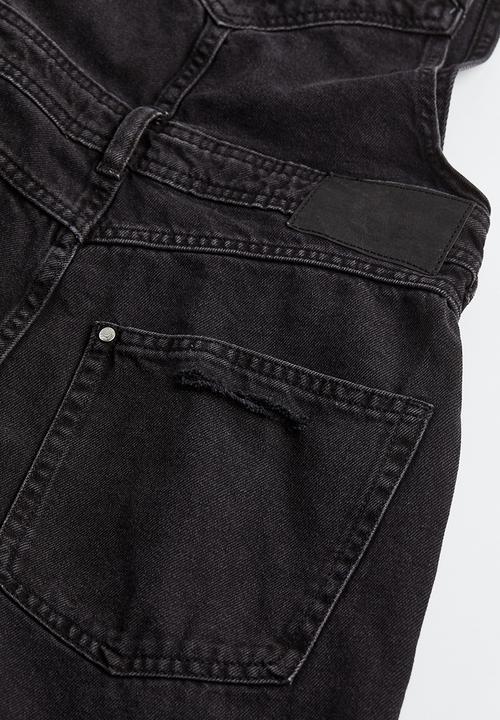 H&M - Mom fit denim dungarees - black