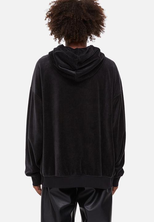 H&M - Oversized fit velour hoodie - black
