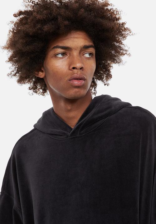 H&M - Oversized fit velour hoodie - black
