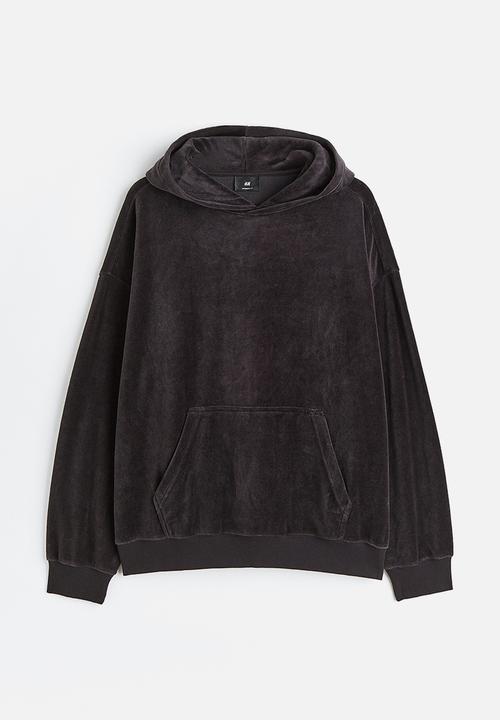 H&M - Oversized fit velour hoodie - black