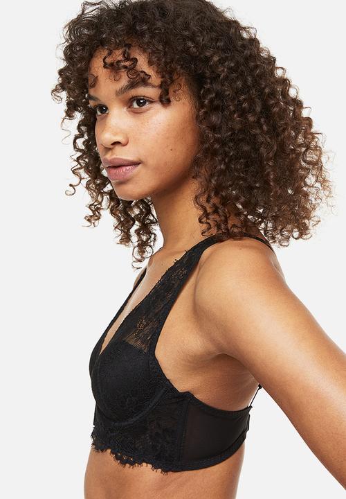 H&M - Padded underwired lace bra - black
