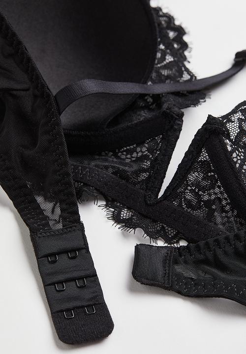 H&M - Padded underwired lace bra - black