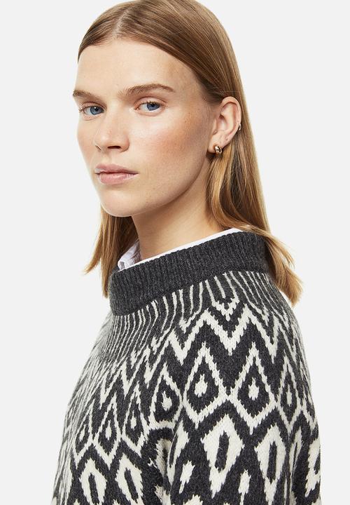 H&M - Jacquard-knit jumper - dark grey/patterned