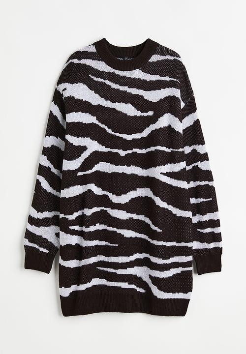 H&M - Knitted dress - black/zebra print