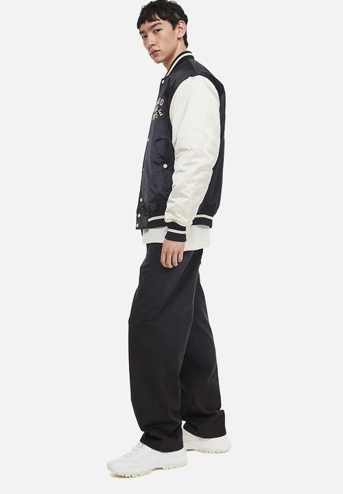 H&M - Oversized fit satin baseball jacket - black,multi