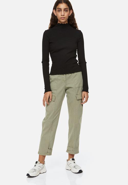 H&M - Long-sleeved ribbed top - black