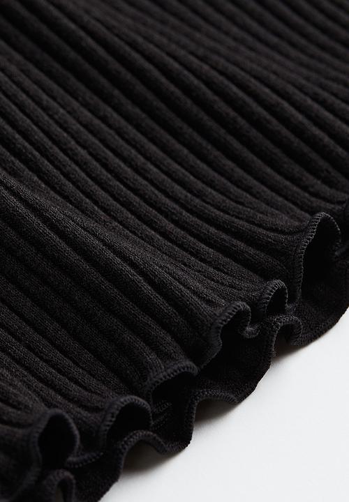 H&M - Long-sleeved ribbed top - black