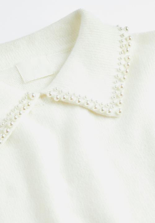 H&M - Collared knitted dress - white