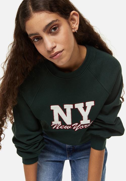H&M - Crew-neck sweatshirt - dark green/new york