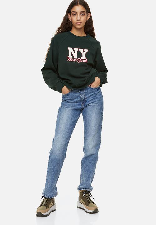 H&M - Crew-neck sweatshirt - dark green/new york