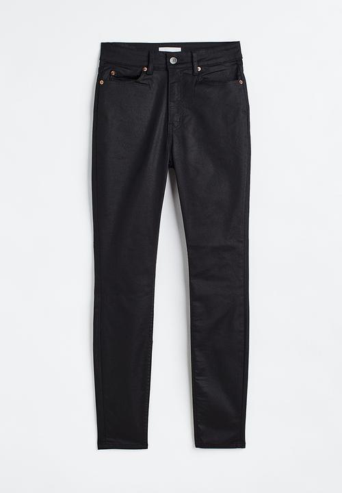 H&M - Coated skinny high jeans - black