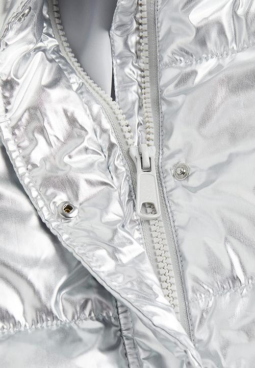 H&M - Hooded puffer jacket - silver-coloured
