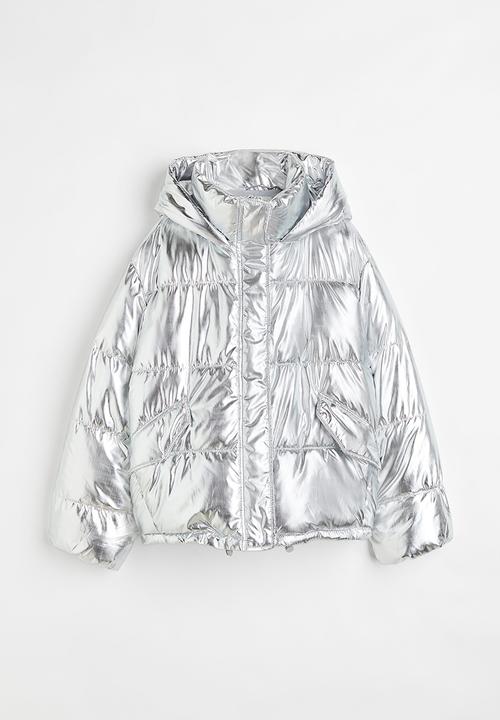 H&M - Hooded puffer jacket - silver-coloured