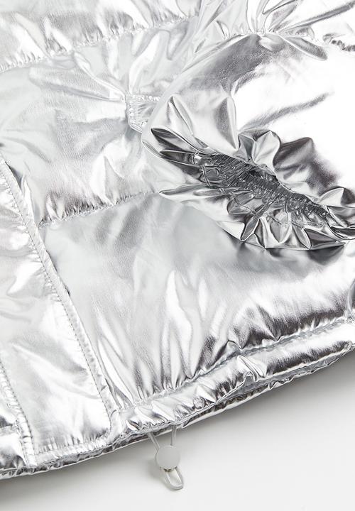 H&M - Hooded puffer jacket - silver-coloured