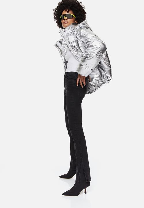H&M - Hooded puffer jacket - silver-coloured