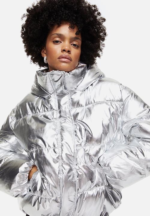 H&M - Hooded puffer jacket - silver-coloured