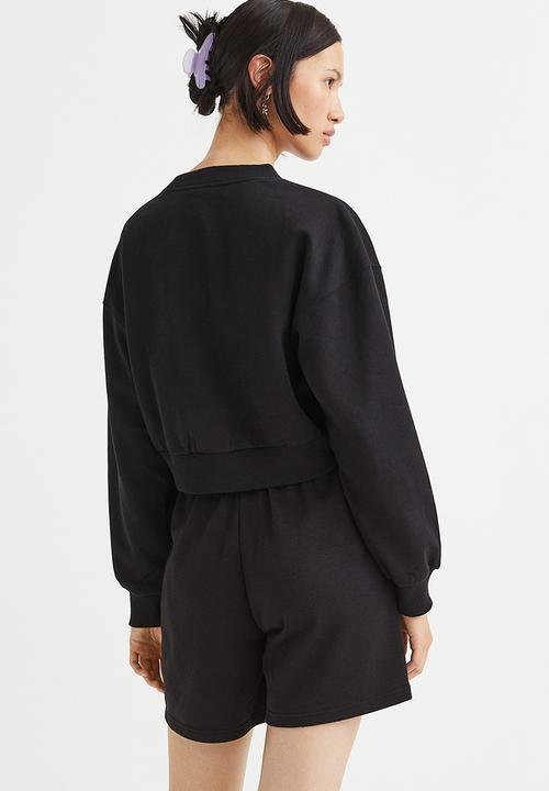H&M - Cropped sweatshirt - black