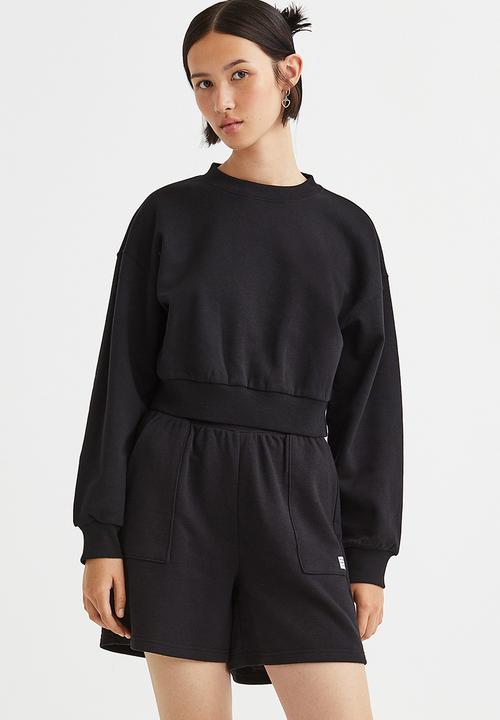 H&M - Cropped sweatshirt - black