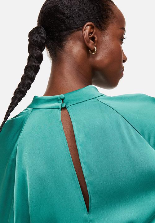 H&M - Tie-belt satin dress - green