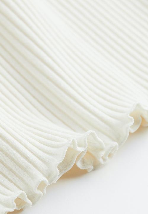 H&M - Long-sleeved ribbed top - cream