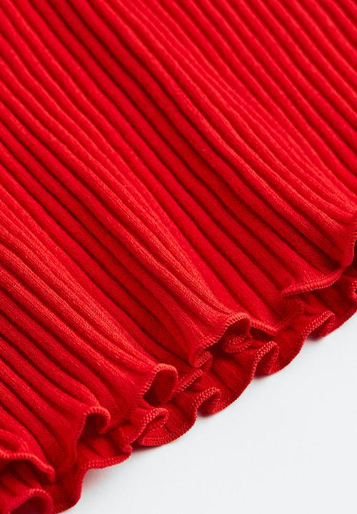 H&M - Long-sleeved ribbed top - red